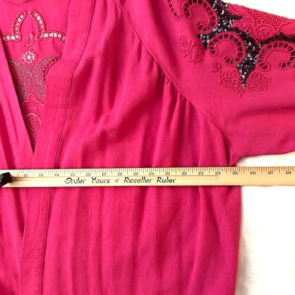 Orfeonegro Studio Oversized Sequin Embroidered Open Cardigan Top Pink XXL - Picture 6 of 9
